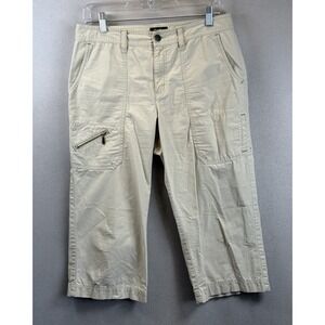 Eddie Bauer Women's Sz 8 Mercer Fit Capri Tan Khaki Outdoor Hiking Pockets Pants